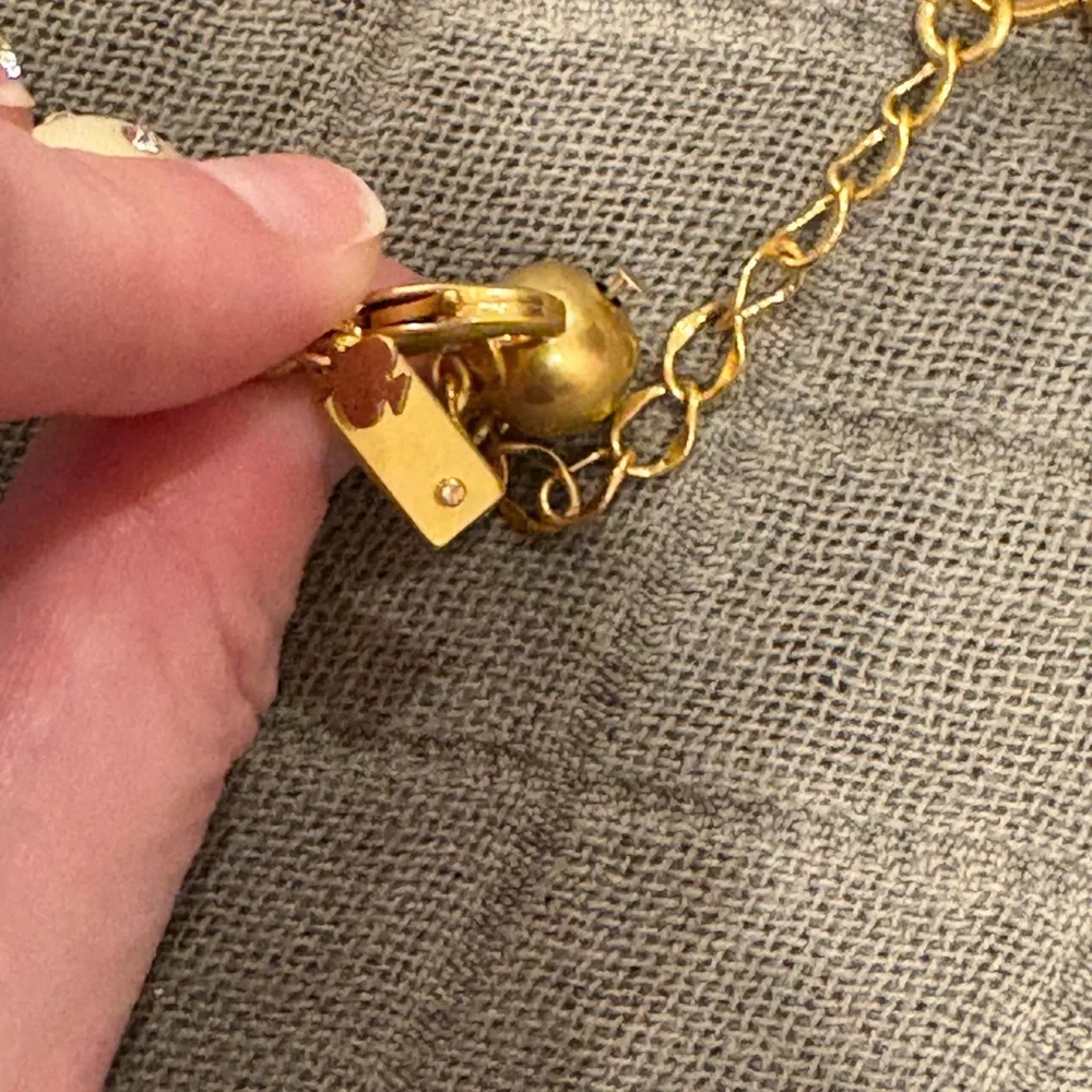 NWOT Kate Spade Pearl Crystal Necklace Adjustable Gold Accents